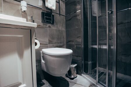 White toilet bowl in the bathroom.の写真素材