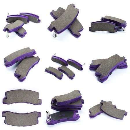Set of brake pad, Maintenance spares for car isolated on whiteの写真素材