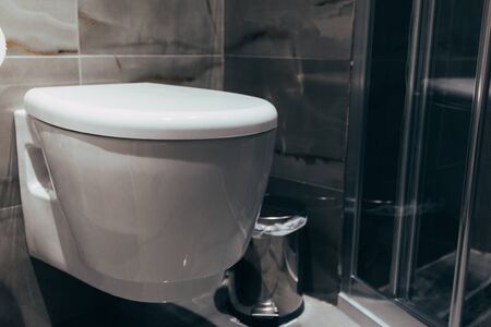 White toilet bowl in the bathroom.の写真素材