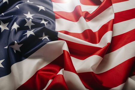 American flag waving in the wind.