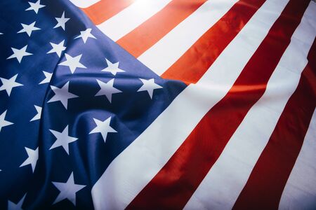 American flag waving in the wind.の写真素材
