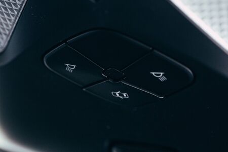 car interior - devices, the concept of driving  Modern car interior details  buttonの写真素材