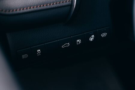 car interior - devices, the concept of driving  Modern car interior details  buttonの写真素材