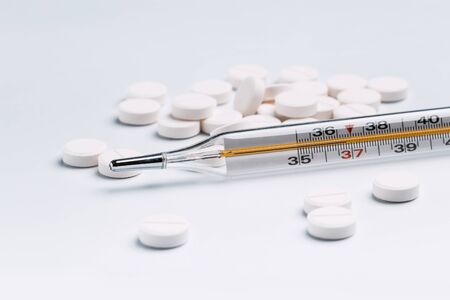 medical pills isolated on white backgroundの写真素材