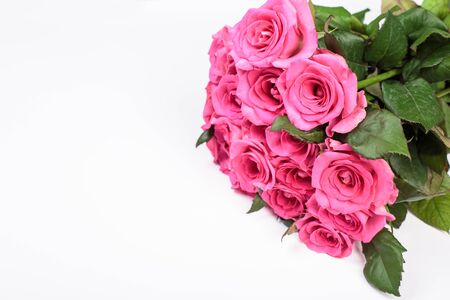 Pink rose bouquet isolated on white backgroundの写真素材