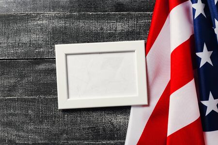 American flag on dark background. Flag Veterans Day Conceptの写真素材