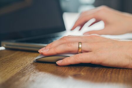 hands of women who use laptop keyboard Concept of email delivery and online technology usage