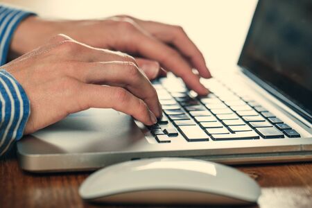 hands of women who use laptop keyboard Concept of email delivery and online technology usage