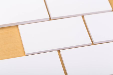mock up  blank business cards on a general background. Template for identifier. View from above. 