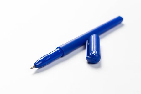 ballpoint pen isolated on a white background. Nice pen mockup for corporate business identity presentation.の写真素材