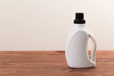 set of cleaning products on the table on a colored background.の写真素材