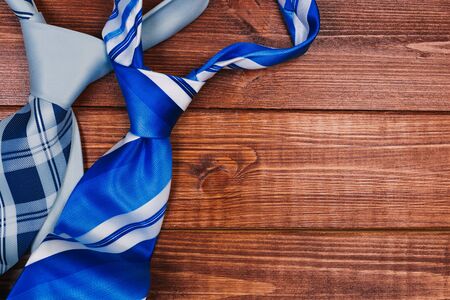 Colorful men's tie collection.Display of different patterns and colours of man ties in a shop or showroomの写真素材