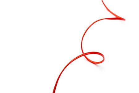 red double wire cable isolated on a white background abstraction.