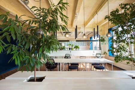 modern office chair near the desktop with office. new workplace concept