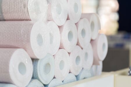 trendy multicolored modern design rolls wallpaper as backgroundの写真素材