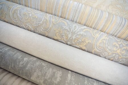 trendy multicolored modern design rolls wallpaper as backgroundの写真素材