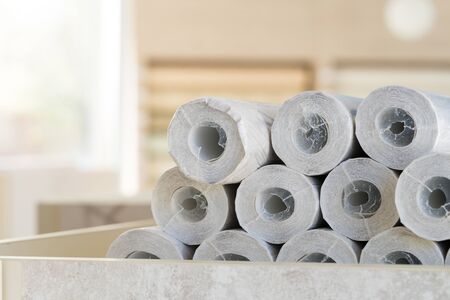 trendy multicolored modern design rolls wallpaper as backgroundの写真素材