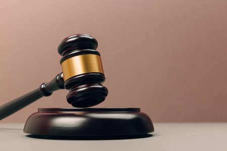 Judge Gavel on a wooden table. The concept of law. sentence, justice