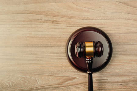 Judge Gavel on a wooden table. The concept of law. sentence, justiceの写真素材