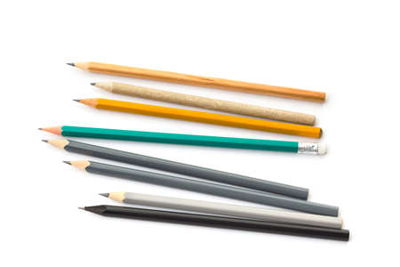 set of different pencils isolated on whiteの写真素材