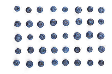 Set of tasty ripe blueberries on white backgroundの写真素材