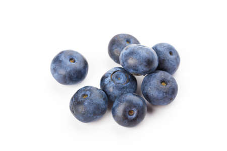 Set of tasty ripe blueberries on white backgroundの写真素材