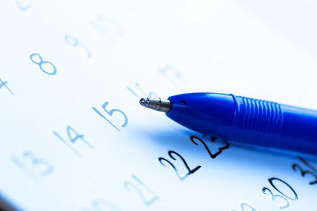 white calendar page for 2021 month schedule to make an appointment or manage the schedule every day with ballpoint pen for marks, for work planning and life conceptの写真素材