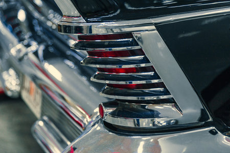 Detail of the car. retro taillight in the museum. Car lamp close-up.