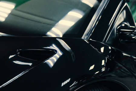 metal parts of the painted car body. shooting closeの写真素材