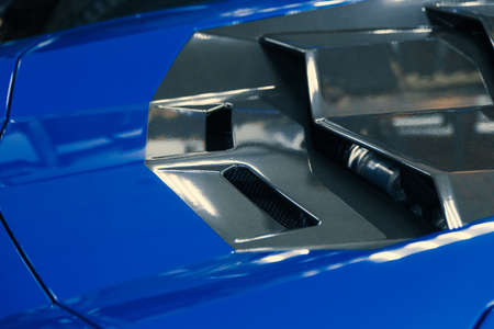 metal parts of the painted car body. shooting close