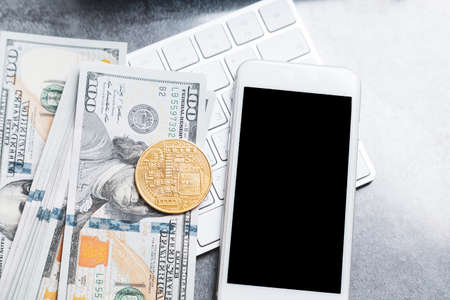 NFT non - fungible tokens inscription in the art frame. A non-fungible token (NFT) is a special type of cryptographic token which represents something unique.の写真素材