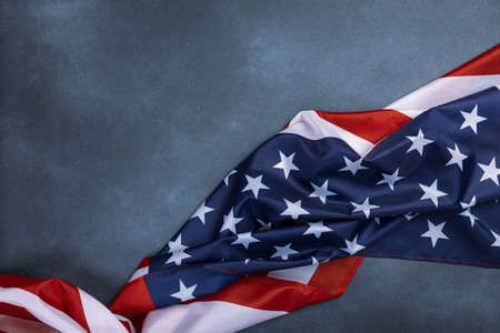Vintage american flag on grunge background with space for textの写真素材