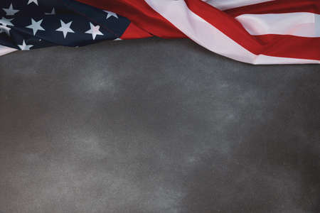 Vintage american flag on grunge background with space for textの写真素材