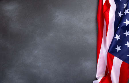 Martin Luther King Day Anniversary - American flag on black old abstract backgroundの写真素材