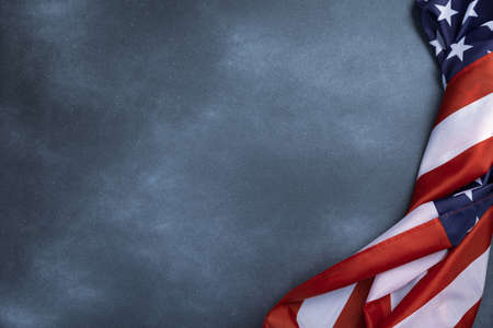 Vintage american flag on grunge background with space for text