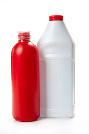 set of cleaning products for home cleaning isolated on white backgroundの写真素材