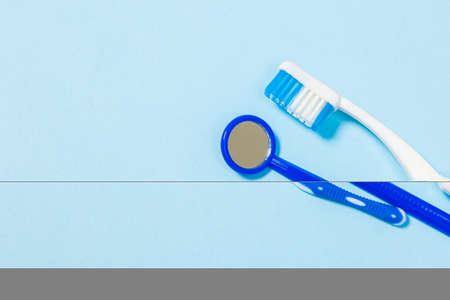 set for thorough cleaning of the oral cavity. Equipment for cleaning braces and plaque from teeth. Necessary tools for brushing teeth.の写真素材