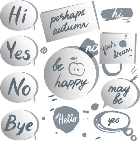 white paper stickers and bubbles vector on white backgroundのイラスト素材