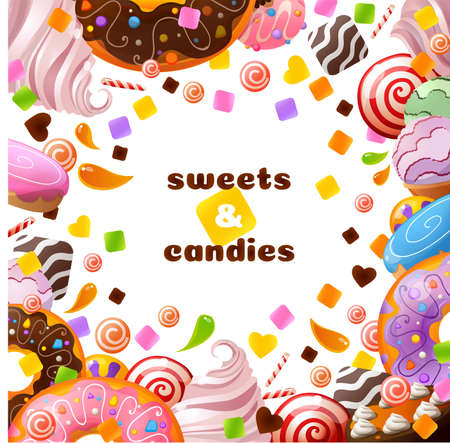 Sweets and candies design template.のイラスト素材