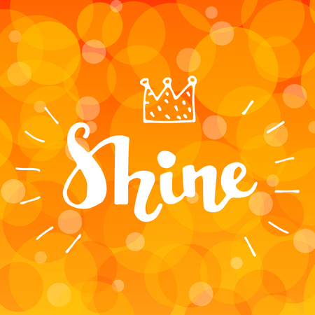 Lettering word Shine with doodle crown on golden abstract backgroundのイラスト素材