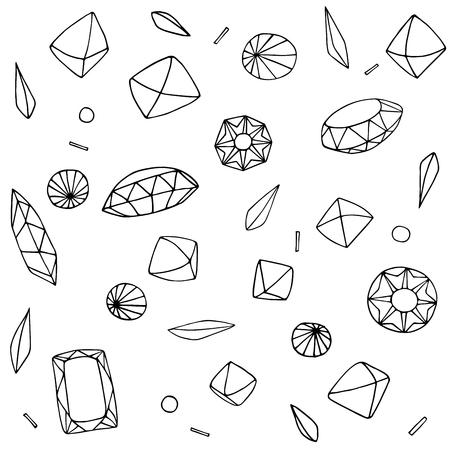 hand sketched doodle gemstones setのイラスト素材