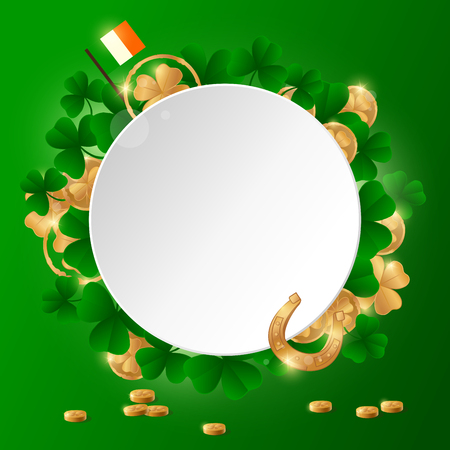 St. Patricks Day design template with clover and golden coinsのイラスト素材
