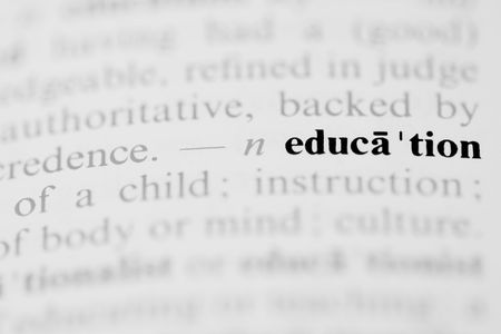 The word education as a dictionary entry in a horizontal photograph.の写真素材