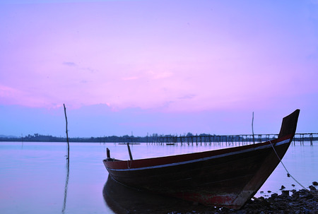 canoe with sunsetの写真素材