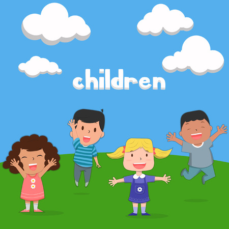 Image of happy playful children characterのイラスト素材