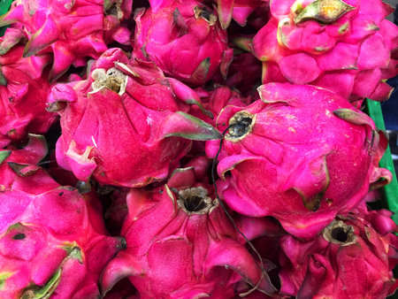 Dragon fruit in the market, Thailand. (Pitaya)の写真素材