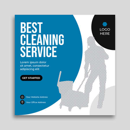 Cleaning service square social media post Templateのイラスト素材
