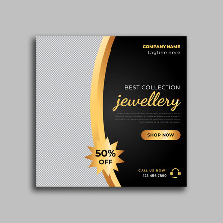 Jewelry social media post or web banner templateのイラスト素材