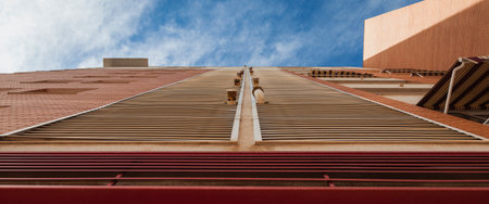 Facade of a building made with bricks and metalの写真素材