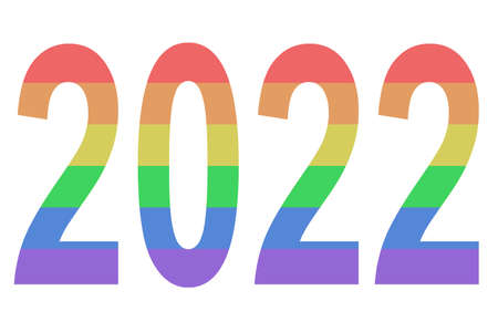 Number 2022 in the representative colors of the LGBT collective: red, orange, yellow, green, blue...